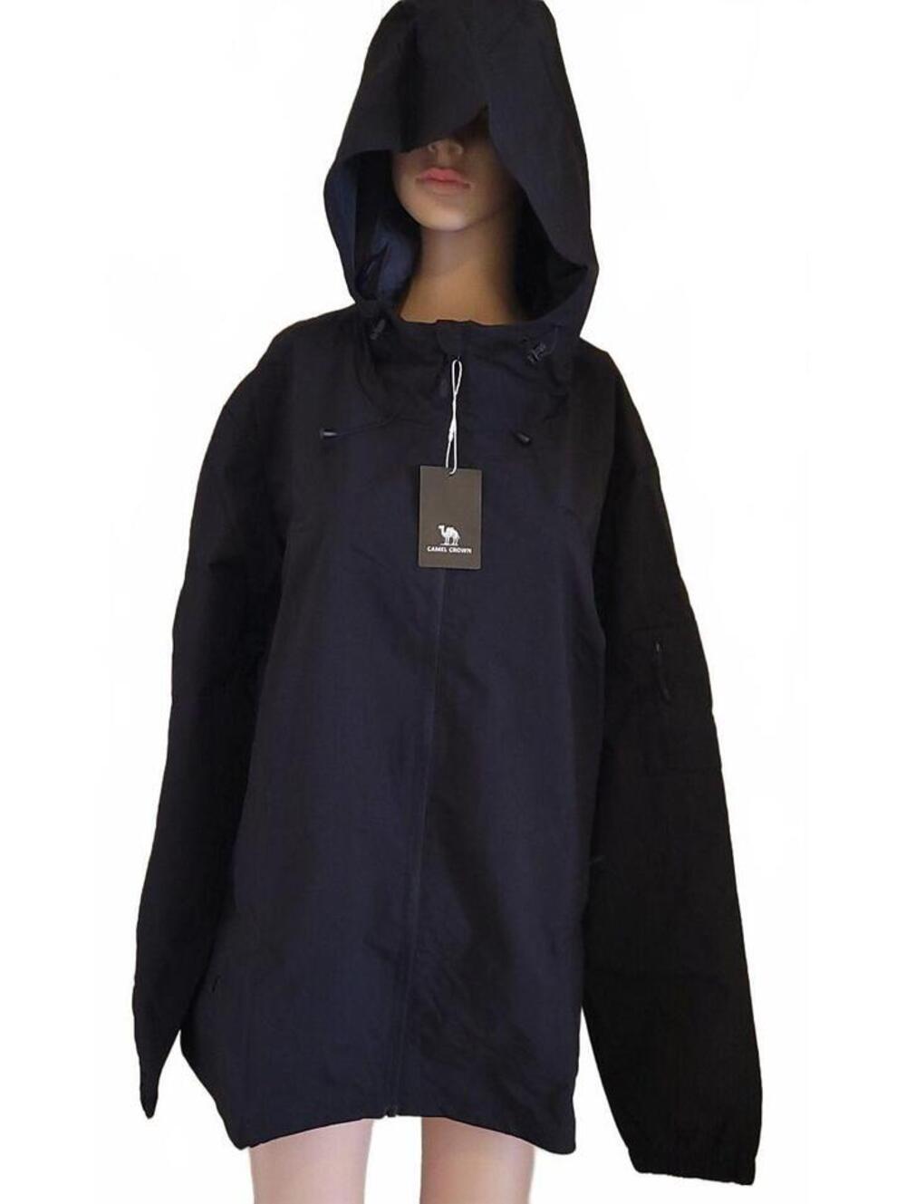 CamelCrown Women's Waterproof Rain Jacket Black Plus Size 3XL